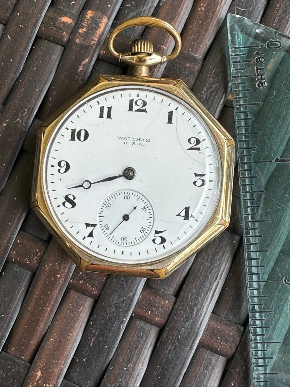 Vintage Waltham 14K Gold Filled Pocket Watch - Octagon Case, Running (Case #2107